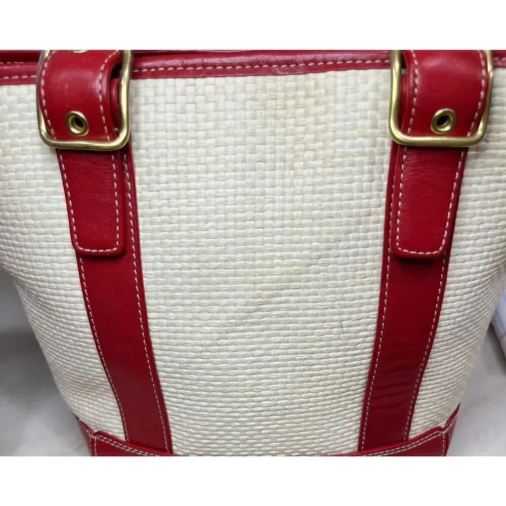 Vintage Coach 8909 Woven Straw Tote